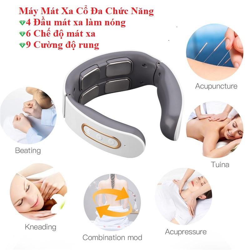 Đai mát xa cổ điện từ 6 chế độ làm việc-9 cường độ với khả năng làm nóng nhanh dùng được ở mọi nơi