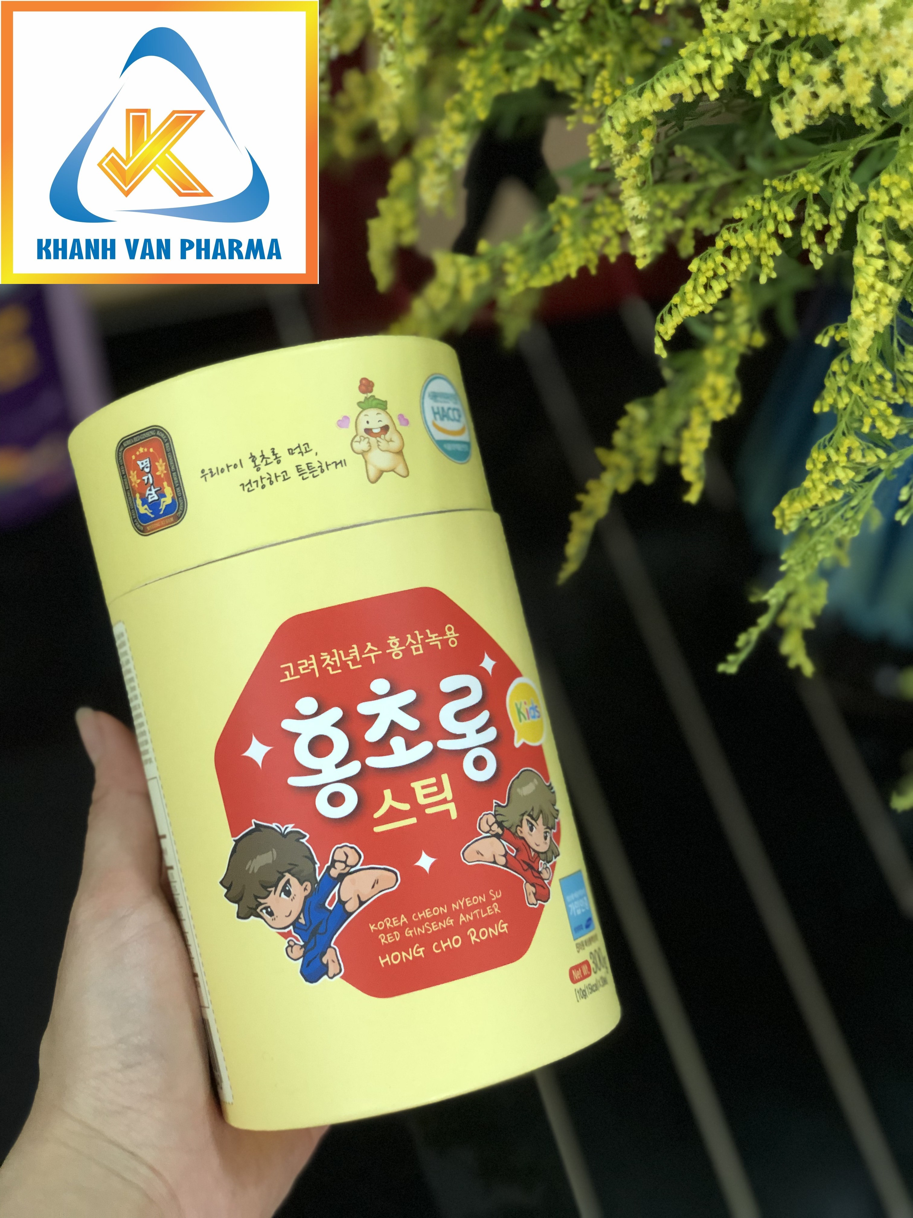 Nước Hồng Sâm Nhung Hươu Hàn Quốc Trẻ Em - MYEONG KI SAM - Hàng nội địa Hàn Quốc - nhập khẩu chính ngạch - Hộp 300g - Vị sữa chua, bổ sung thêm vitamin, khoáng chất