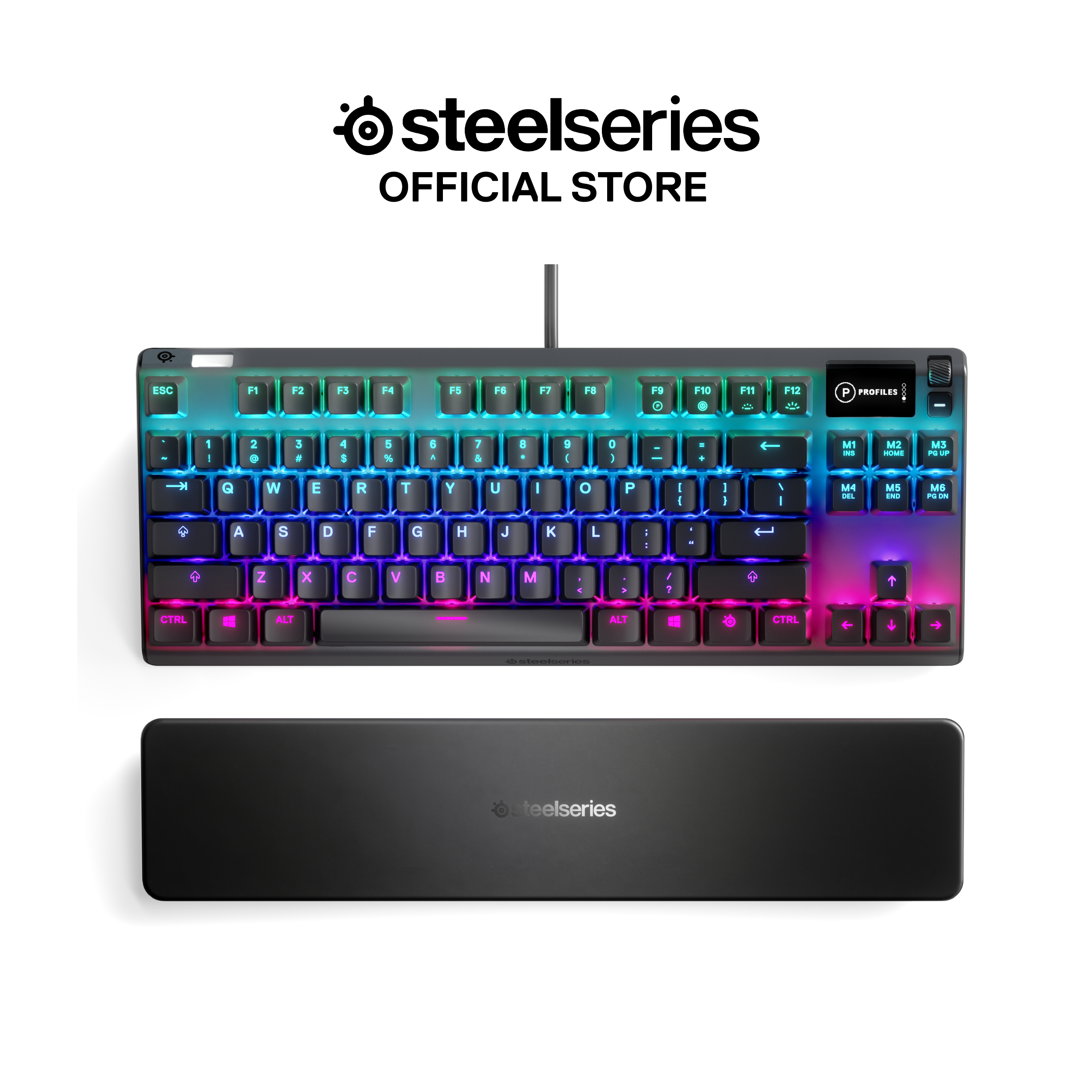 Bàn phím gaming có dây kê tay SteelSeries Apex 7 TKL, Led RGB, 50 triệu Clicks, màn hình Oled, Hàng chính hãng, Bảo hành 12 tháng