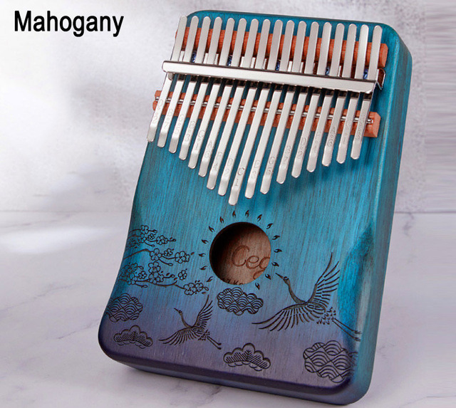 Đàn kalimba 17 phím Nai xanh phun sơn cao cấp CEGA88950-4572 Đầy đủ phụ kiện, búa chỉnh âm -Tặng bông tắm xơ mướp PROVK399