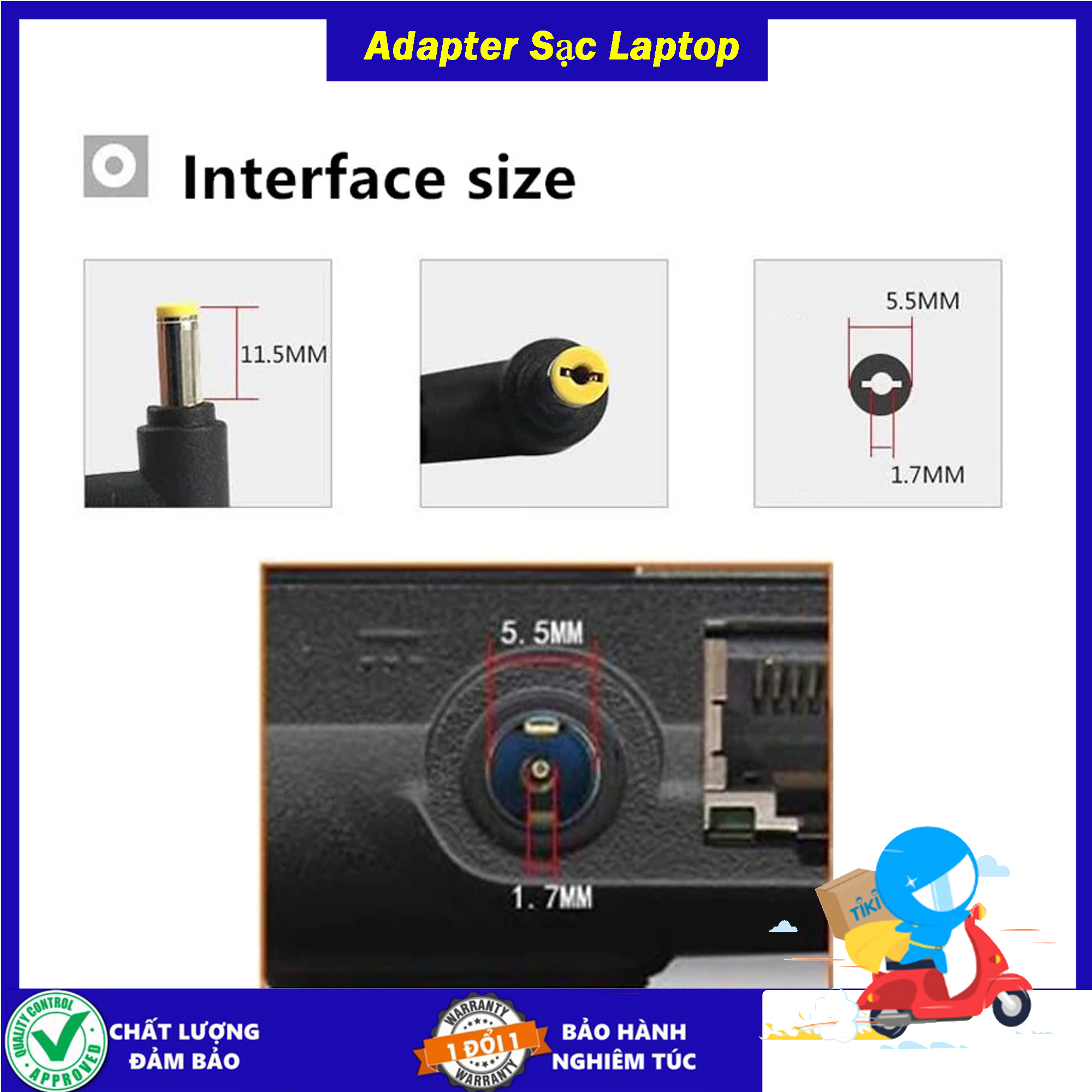 Sạc cho Laptop Acer 19V 2.37a 3.42a - công suất 45w/65w - Chân thường 5.5mm x 1.7mm - Tặng kèm dây nguồn - Hàng Nhập Khẩu - Sản phẩm mới 100% New Seal