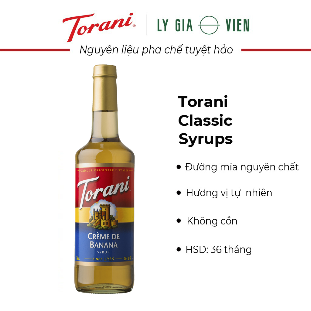 Siro Pha Chế Vị Kem Chuối Torani Classic Cream De Banana Syrup 750ml Mỹ