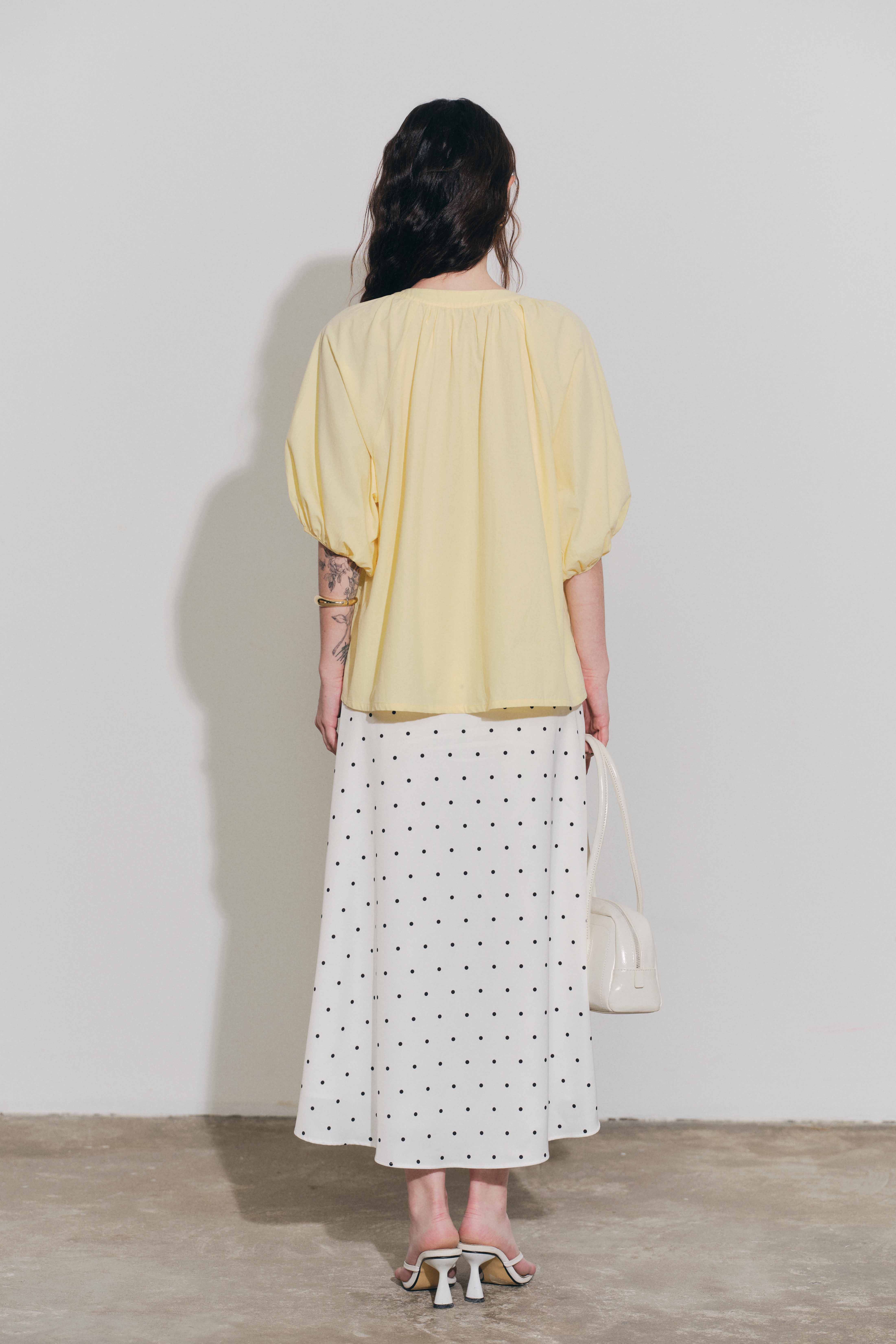 DOTTIE - Chân váy lụa midi - Trắng - S0292