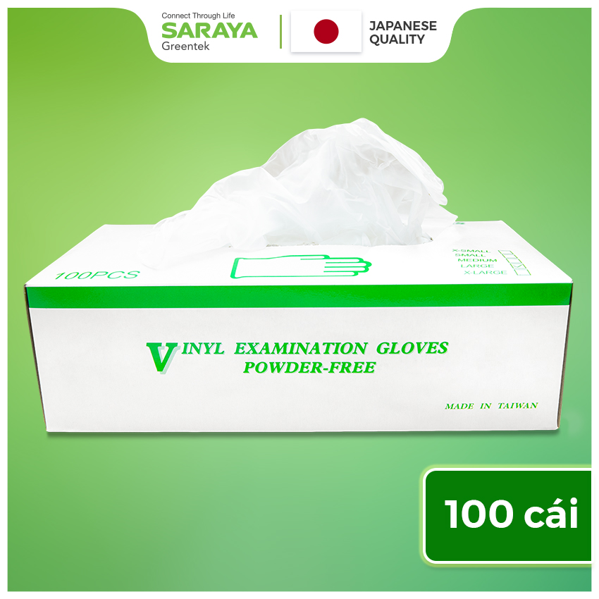 Găng Tay VINYL KHÔNG BỘT, Làm Bằng Nhựa Dẻo PVC, Dùng Trong Thực Phẩm, Vệ Sinh - 100 CHIẾC/HỘP