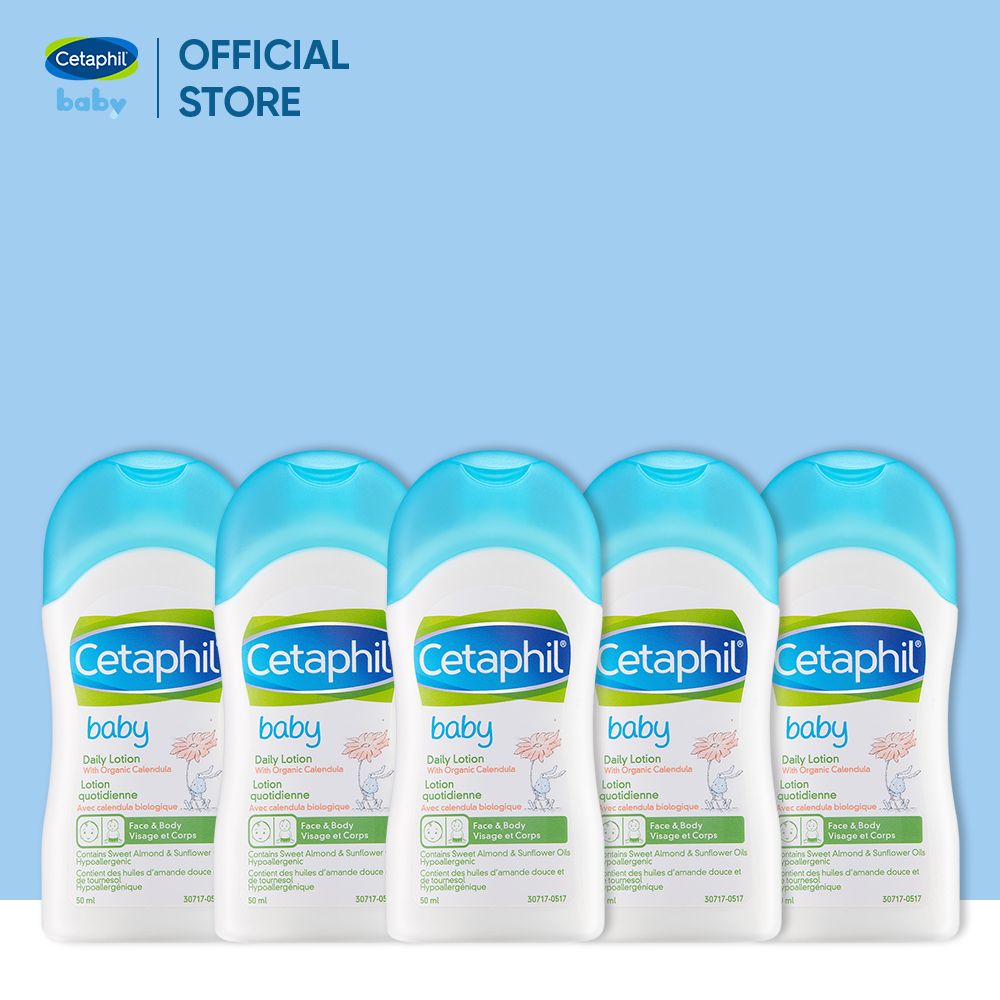 [Quà tặng không bán] Combo 5 Sữa dưỡng ẩm dịu lành hằng ngày Cetaphil Baby Daily Lotion 50ml