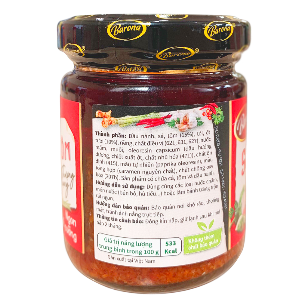 Combo 3 hũ sa tế Tôm XO Thượng hạng Barona 100g