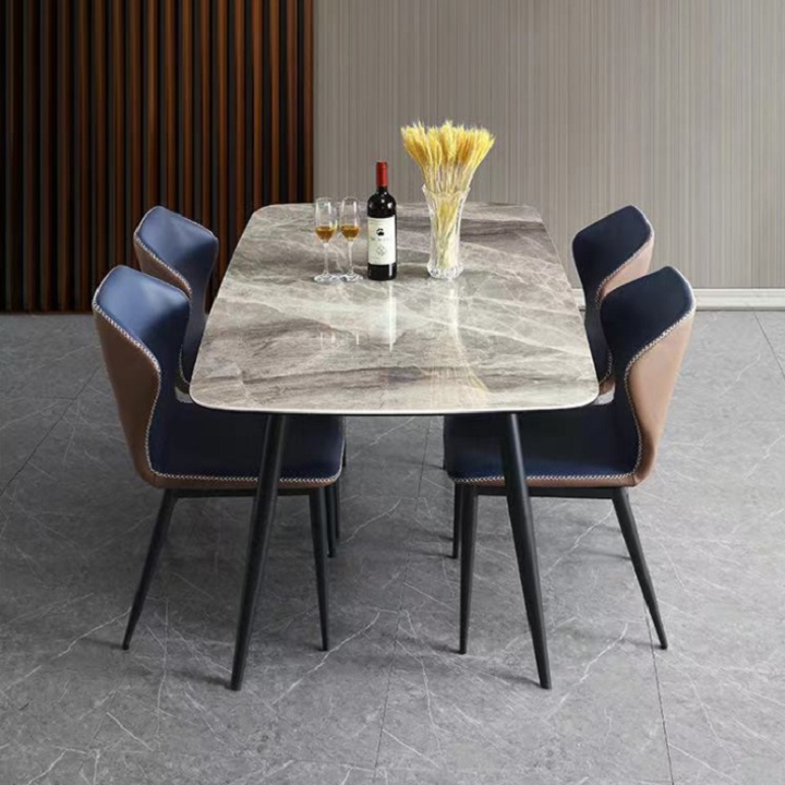 Bàn ăn hiện đại Mặt đá 140cm cao cấp hiện đại - Bàn ăn sang trọng 1m4 đa năng mặt đá Chân kim loại bền đẹp BGA028