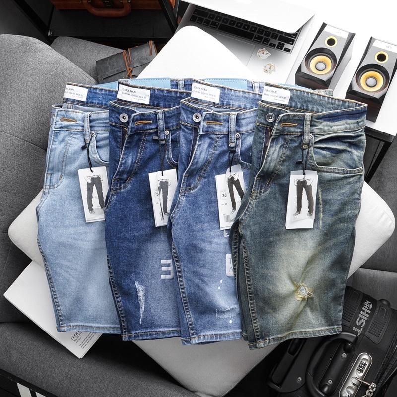 Quần short jean nam xuất xịn màu trơn co giãn chất đẹp