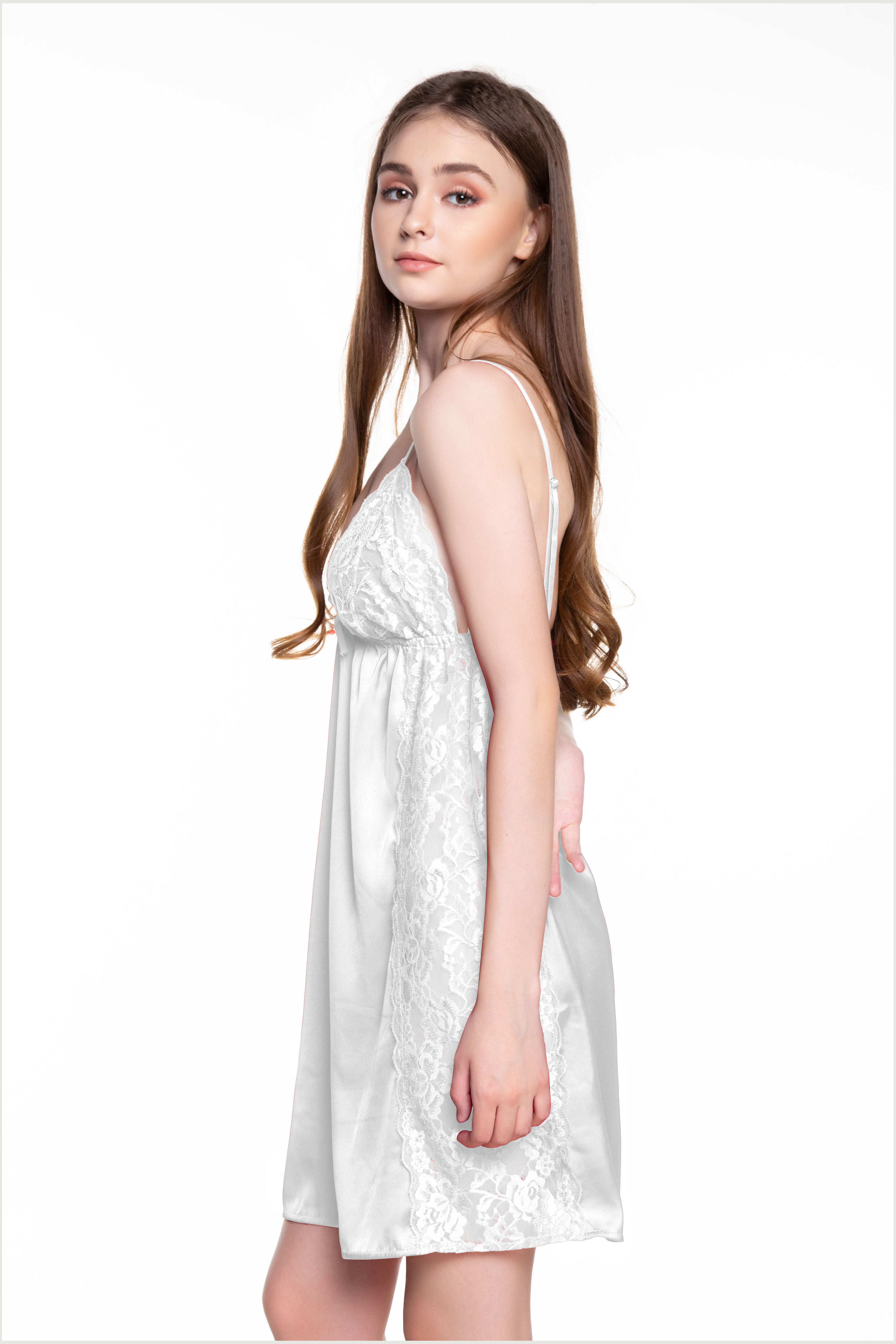 Dreamy-VX08-Váy ngủ lụa cao cấp, váy ngủ nữ, váy ngủ 2 dây, váy ngủ gợi cảm, váy ngủ sexy, đầm ngủ lụa mặc nhà hai dây phối ren 2 bên hông có 4 màu trắng, đen, xanh đen và đỏ đô