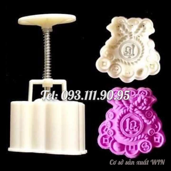 Khuôn trung thu lò xo, khuôn ép xôi túi tiền tài lộc chữ Lộc - Loại 150 gram - Mã số Q 1166