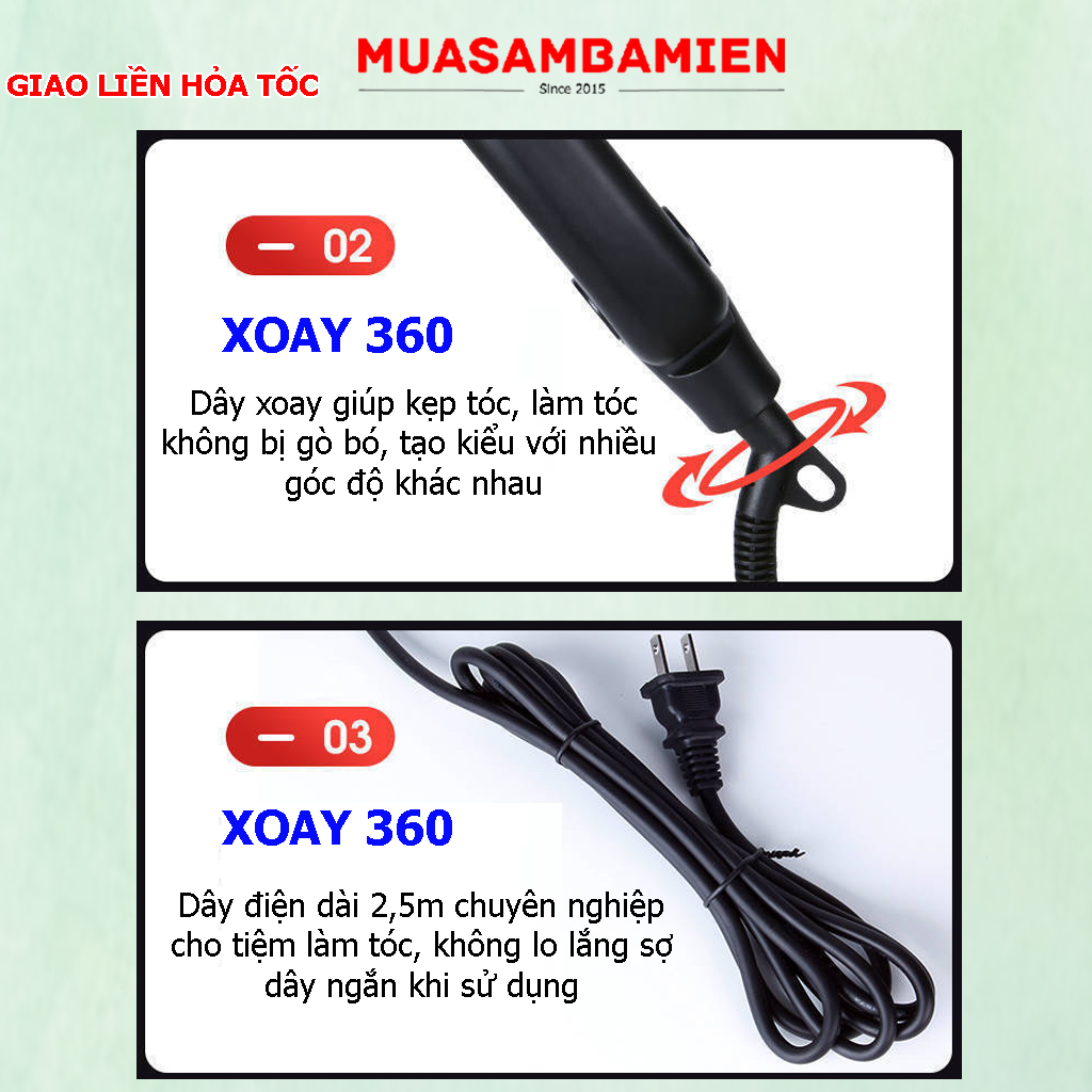 Máy kẹp duỗi tóc Bản Lớn 369Pro Hàn Quốc chỉnh nhiệt cao cấp phủ gốm Tourmaline bảo vệ tóc kéo êm. kẹp mượt tóc