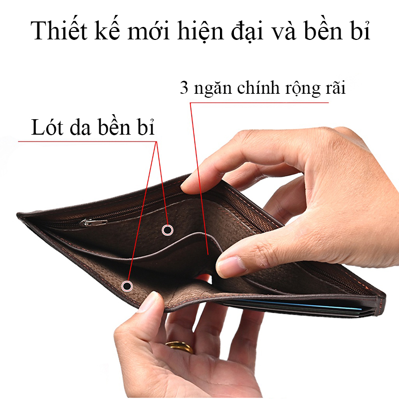 Ví Da Nam Mini Cao Cấp KT01 Bóp Nam Da Bò Dáng Đứng Dáng Ngang Nhỏ Gọn Nhiều Ngăn Đựng Tiền Thẻ Mini