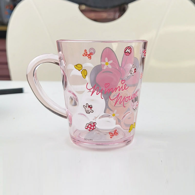 Ly quai cầm tay trong suốt hình chuột Minnie màu hồng siêu cute cho bé gái 260ml - 58VNDM2489