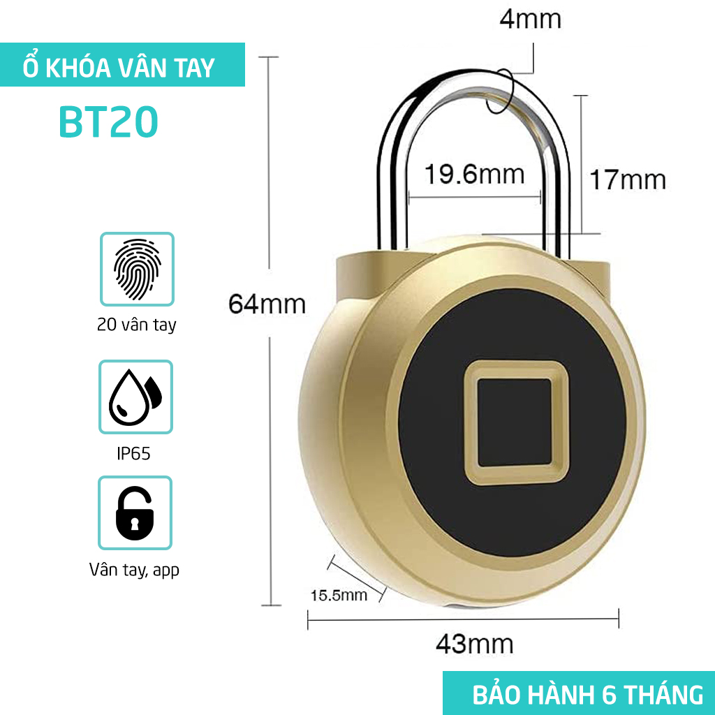 Ổ khoá vân tay bluetooth mini BT20