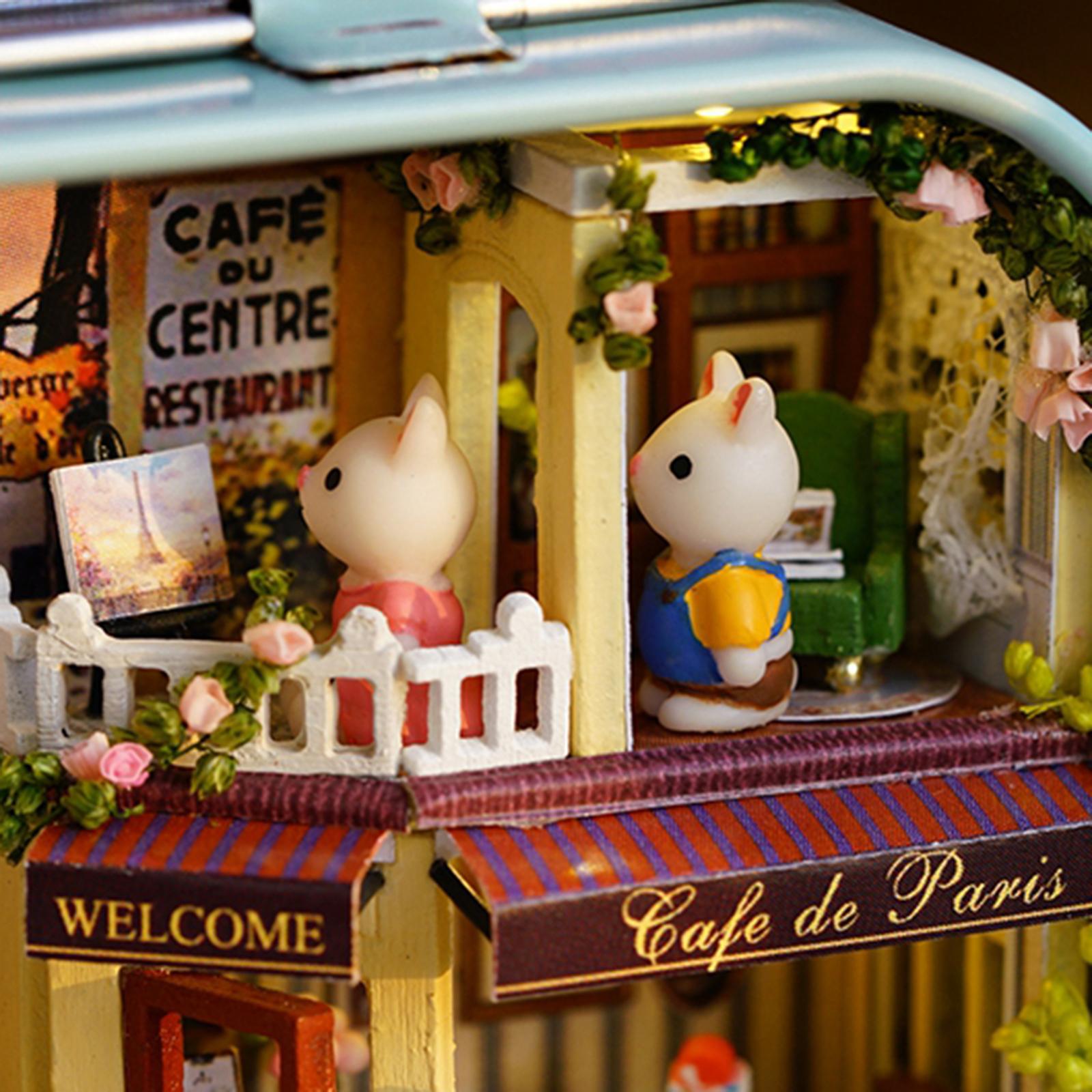 DIY Dollhouse Kit Miniature 3D Theater Retro Tin Box Theatre Models Box with LED Light Creative Craft Sweet Dream House Toy