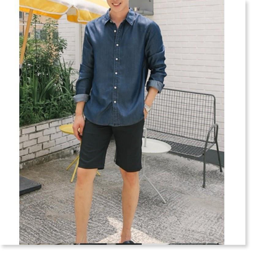 Áo sơ mi nam cổ bẻ tay dài chất cotton jean - có size lớn XXL