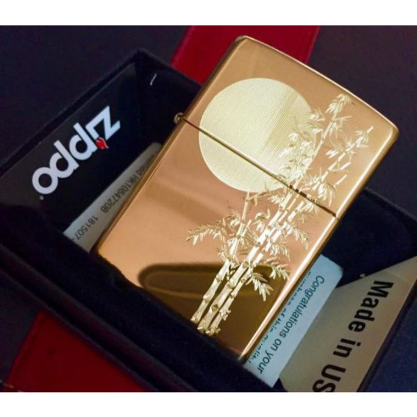 Bật Lửa Zippo khắc Trăng Treo Cành Trúc – Zippo 254B.TTCT