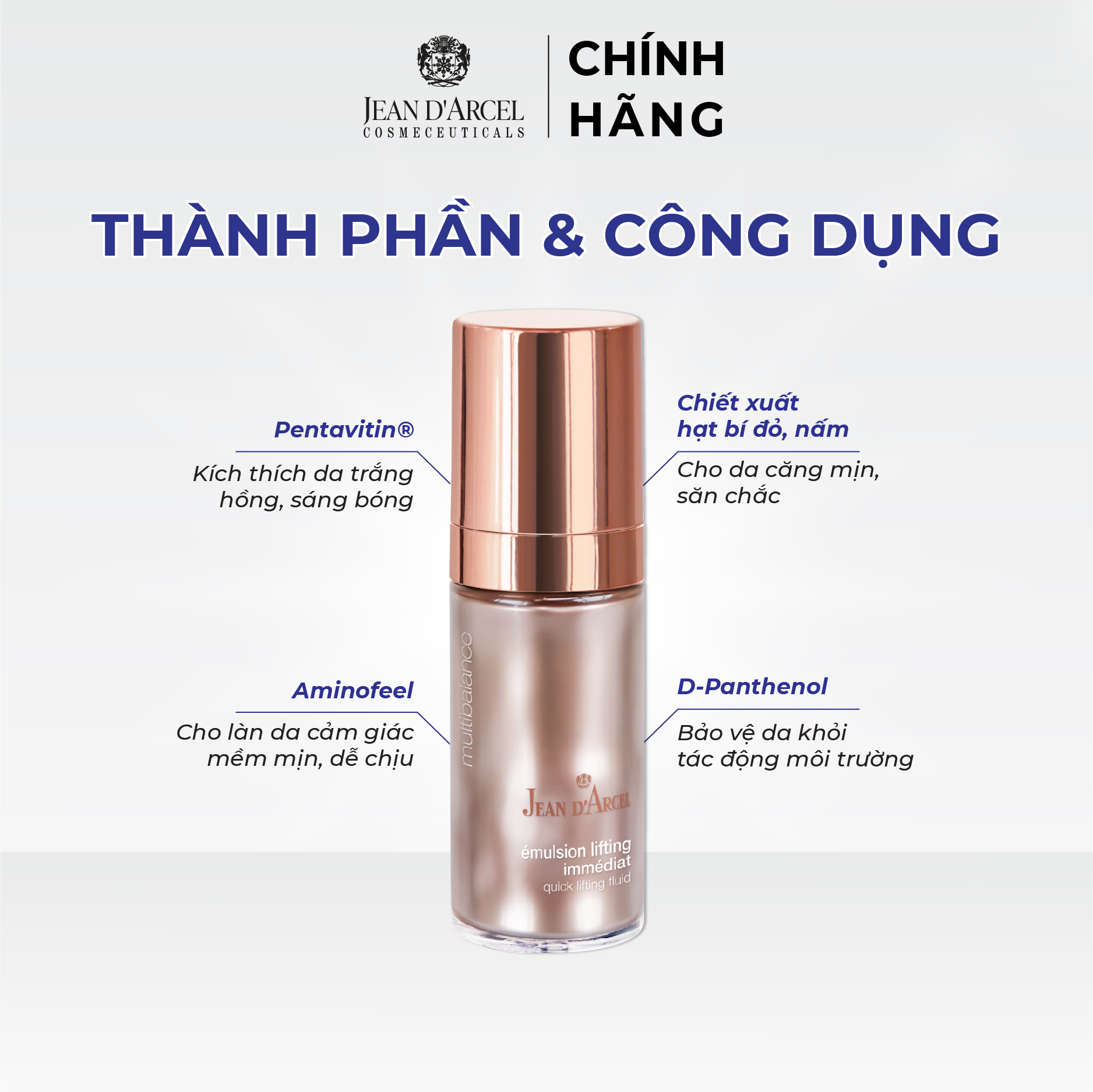 J92 Sữa dưỡng lão hóa giảm nhăn và nâng cơ Multibalance - Quick Lifting Fluid 30ml - Jean d'Arcel