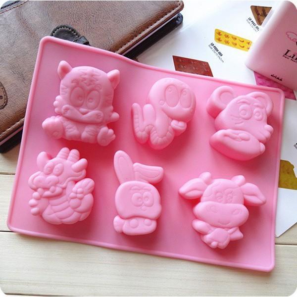 Khuôn silicon 3d làm bánh làm rau câu mẫu 6 con giáp