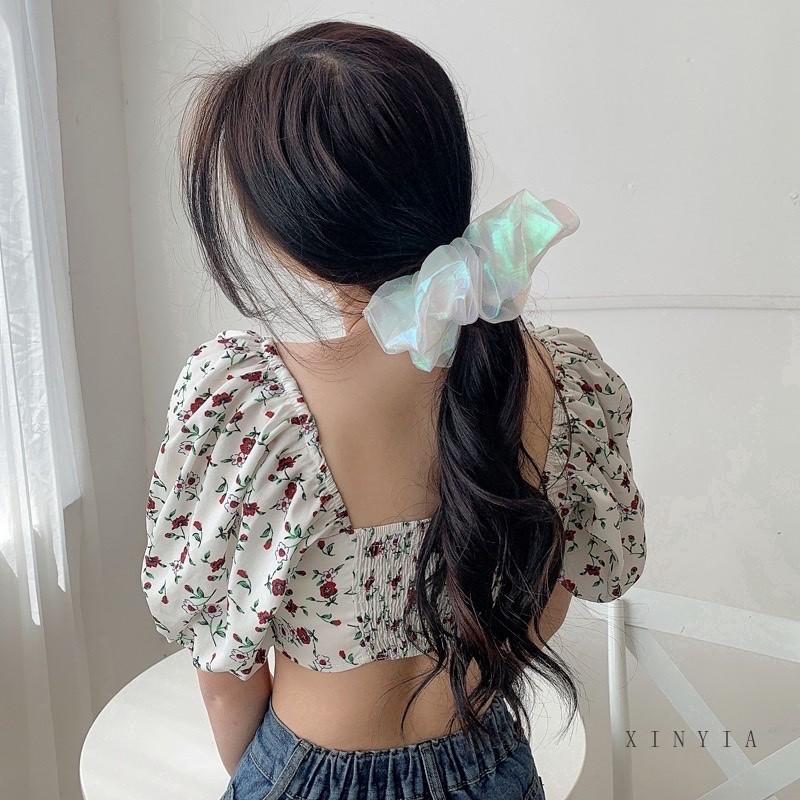 Dây Buộc Cột Tóc Scrunches Siêu To Màu Trắng Xinh Xắn Mainia Shop