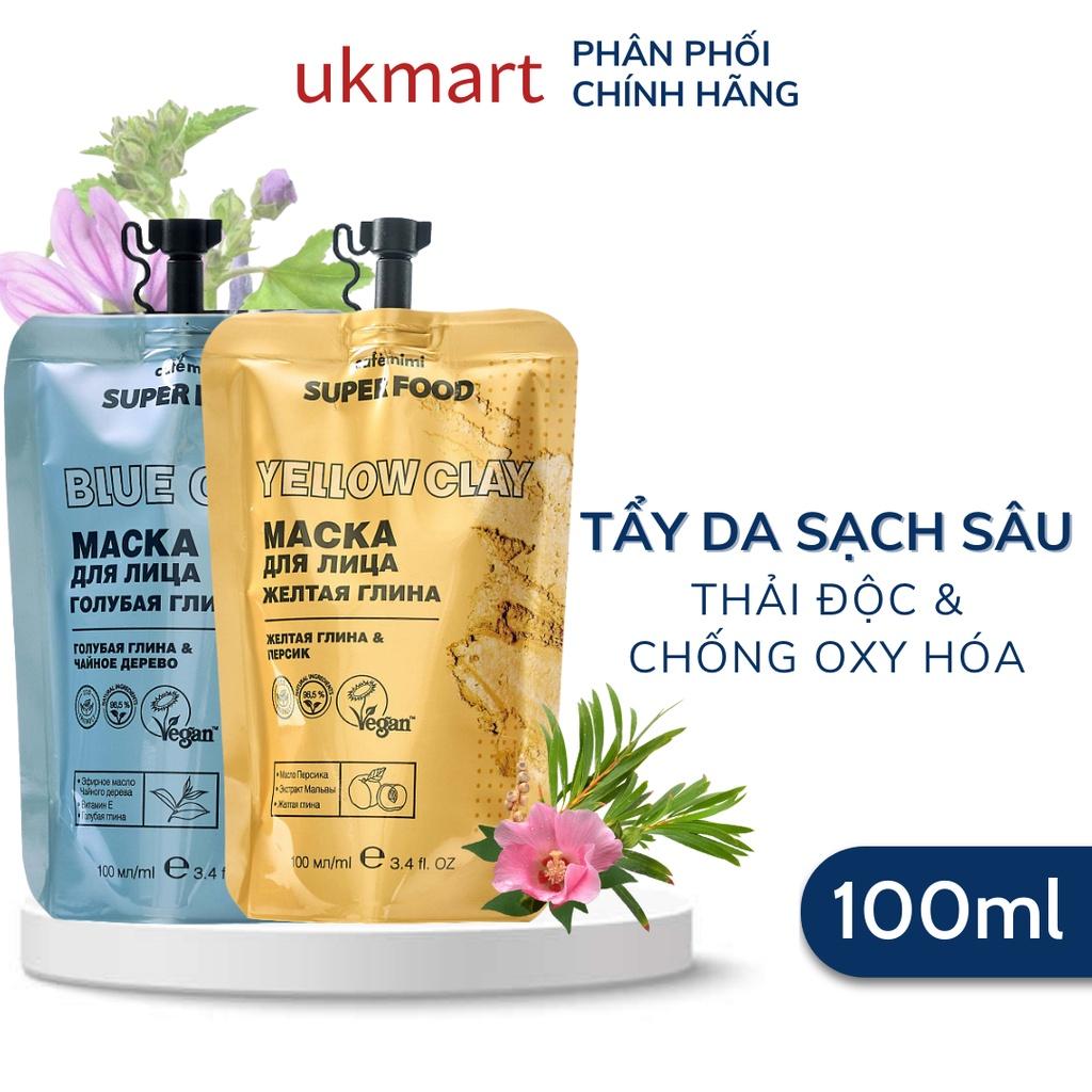 Mặt Nạ Đất Sét CAFÉ MIMI Blue Clay Yellow Clay 100ml Làm Sạch, Thu Nhỏ Lỗ Chân Lông