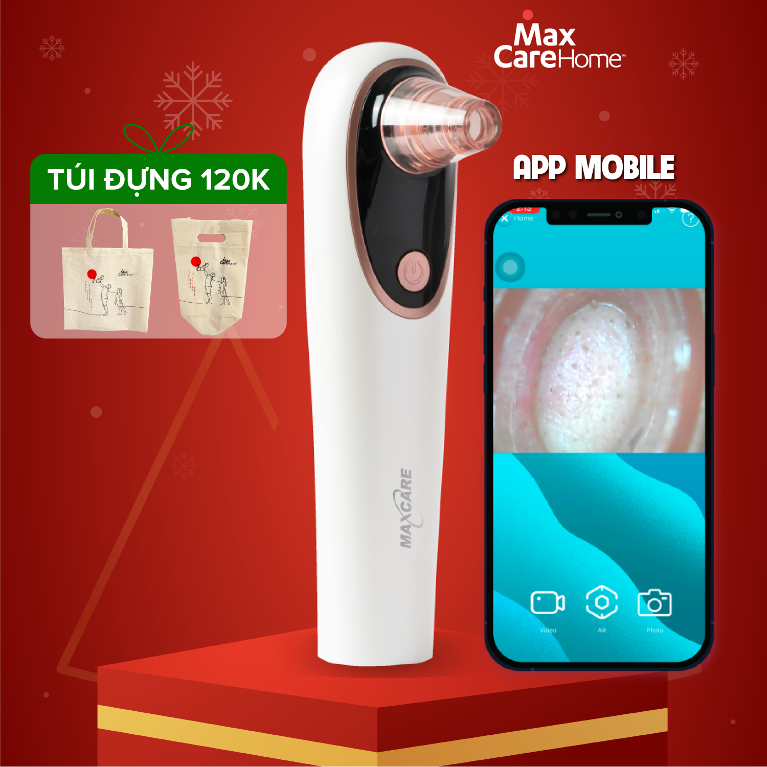 Máy hút mụn đầu đen tích hợp CAMERA SOI DA Maxcare Max666PRO phiên bản cao cấp giúp tìm và hút sạch mụn đầu đen, mụn cám