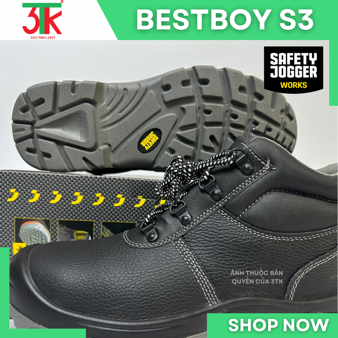 Giày Bảo Hộ Lao Động Safety Jogger Bestrun S3 Bestboy S3 Da Cao Cấp chống đinh Chống Trơn Trượt, Chống Va Đập, Chống Tĩnh Điện Sử Dụng trong Công Trình Xây Dựng