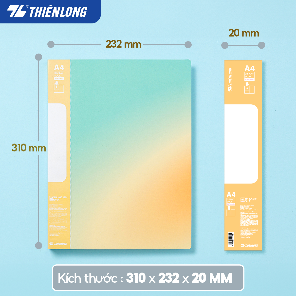 Bìa 30 lá A4 Thiên Long DB-002 - Sức chứa 150 tờ A4