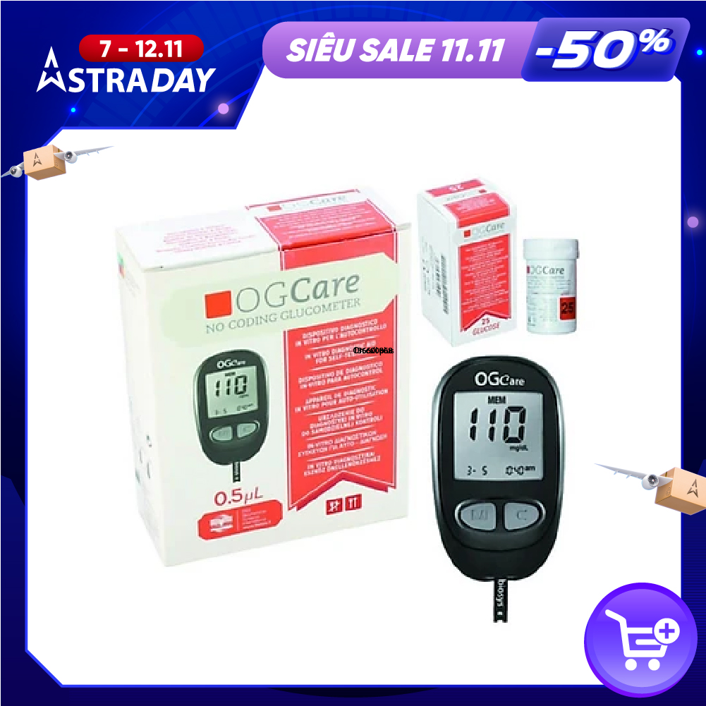 MÁY ĐO ĐƯỜNG HUYẾT OG CARE CHÍNH HÃNG TỪ Ý | OG CARE + 25 QUE THỬ