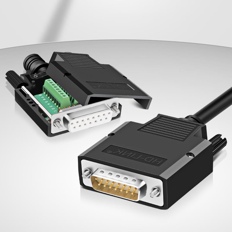 Đầu bấm cổng DB15 cái female bắt vít kèm vỏ ốp nhựa chân đồng HD-LINK YL-SCD-15F. HÀNG CHÍNH HÃNG