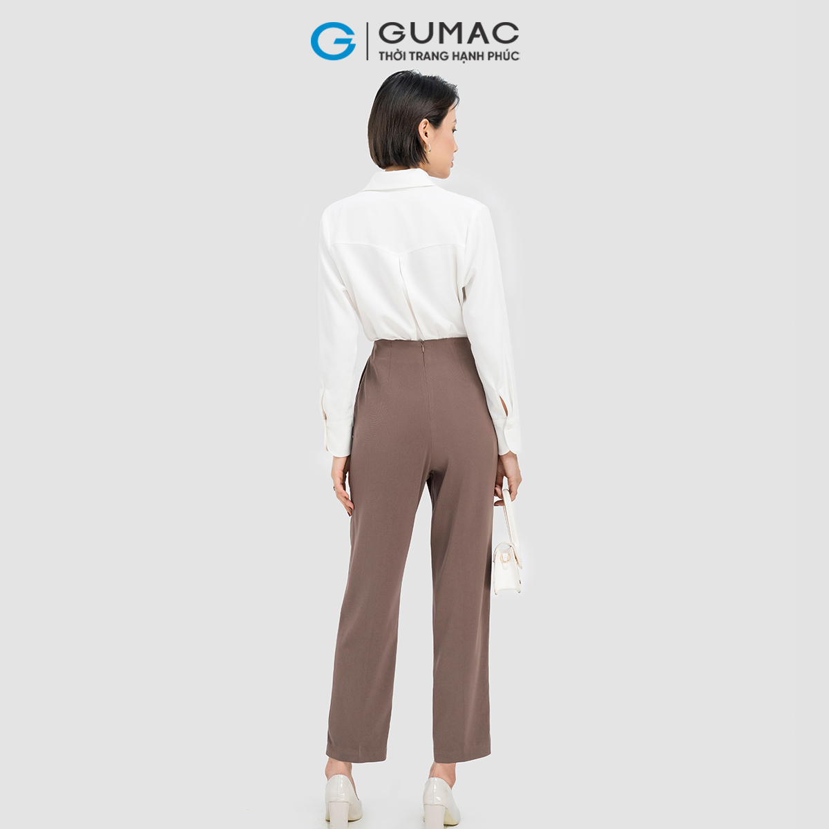 Quần baggy phối phụ kiện lệch tôn dáng thanh lịch công sở GUMAC QD04026