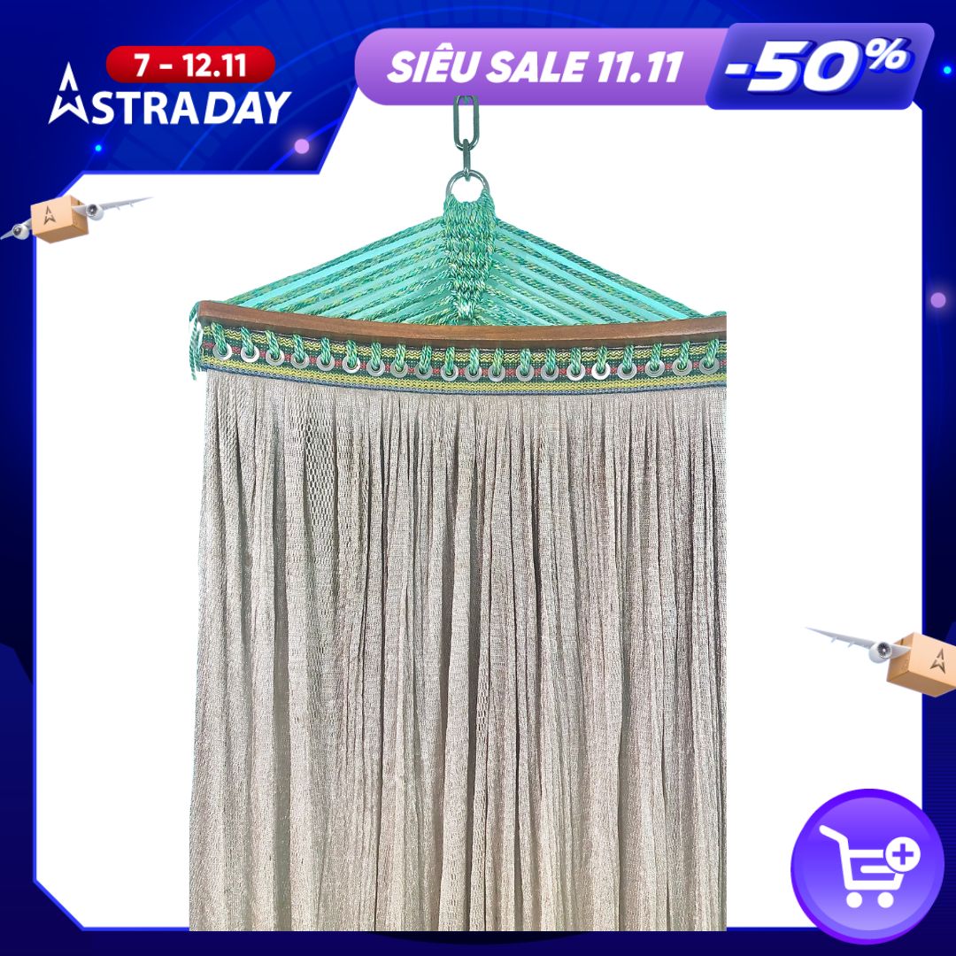 Bộ võng xếp du lịch BAN MAI: khung sơn tĩnh điện và lưới mềm dày 99 gỗ 50cm