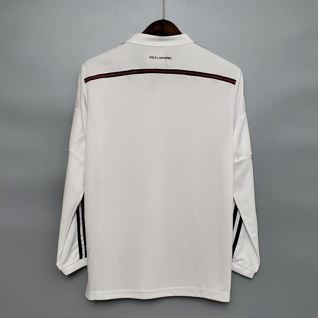 Áo Bóng Đá Retro Real Madrid 2014 Dài Tay - Sân Nhà bản cao cấp vải Cotton Polyester
