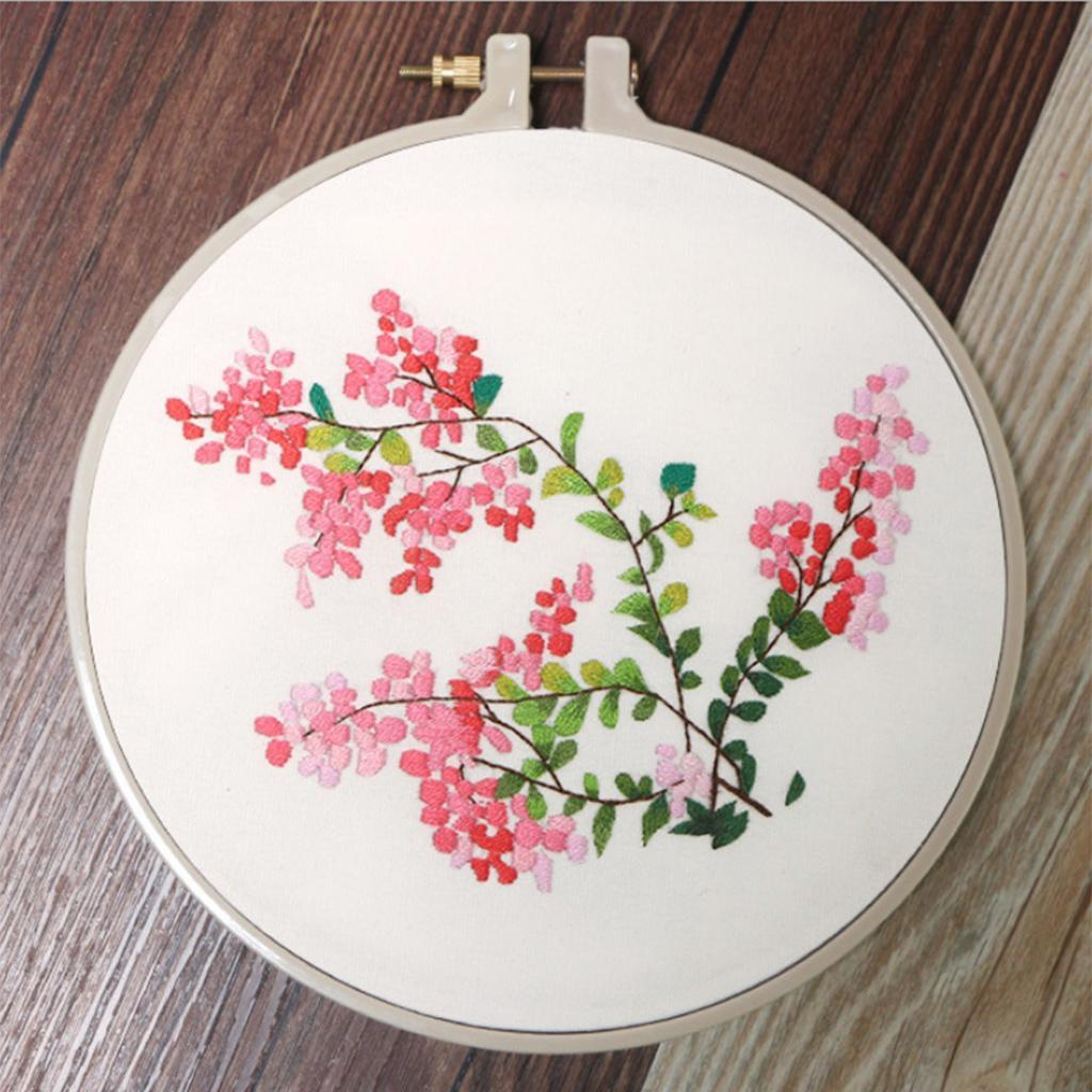 DIY Ribbon Flower Embroidery Set Starter Frame Cross Stitch for Beginner Needlework Kit Art Craft Sewing Accessories