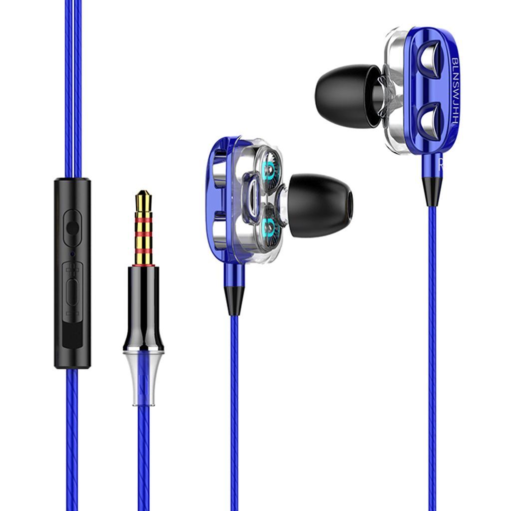 Speaker 1.2M Wired 3.5MM Earphone Earbuds HiFi Stereo Headset Blue