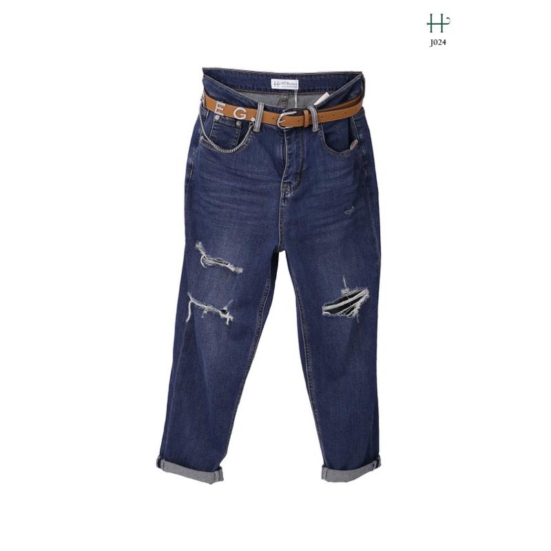 Quần Jeans rách gối kèm dây nịt -J24