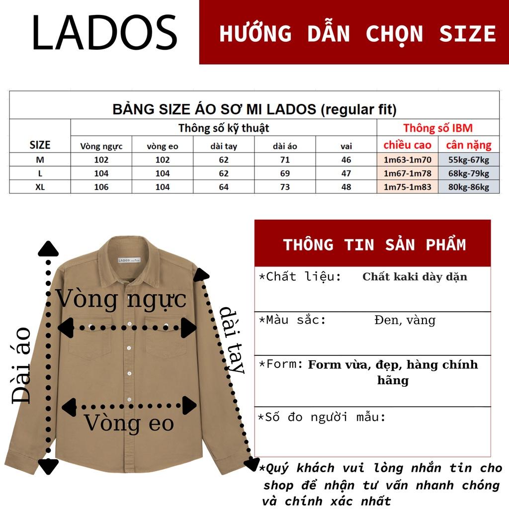 Áo sơ mi dài tay kaki nam 2 túi form Hàn dày dặn LADOS-8106 chính hãng, thời trang, trẻ trung