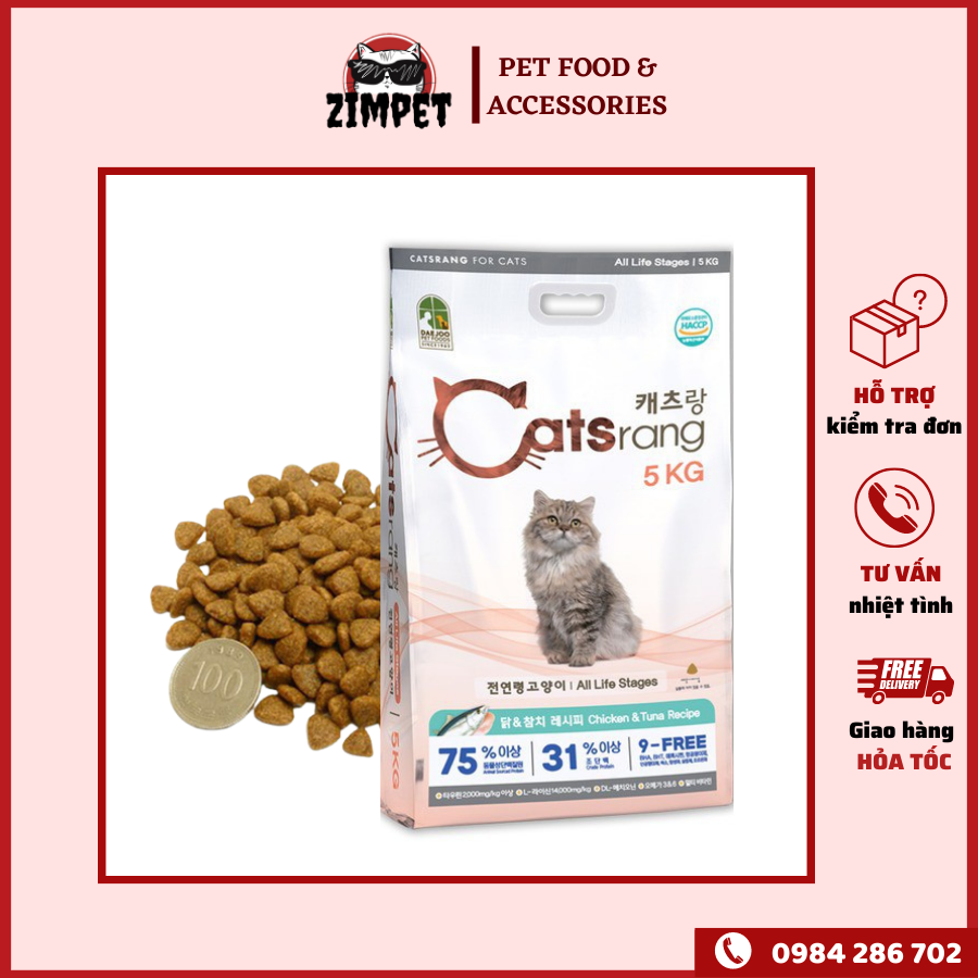 Thức ăn hạt Catsrang cho mèo mọi lứa tuổi gói 500gr, 1kg