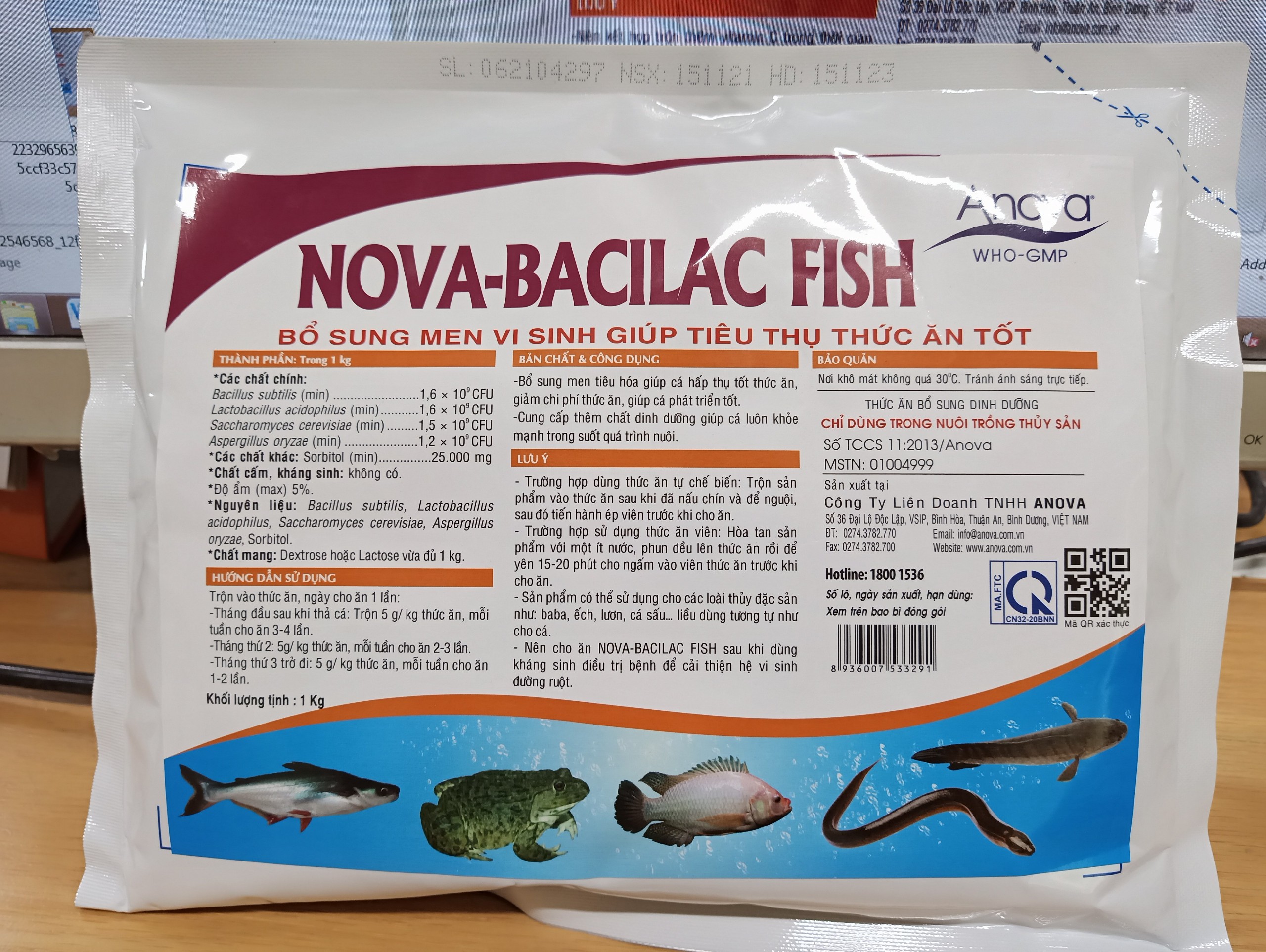 Men tiêu hóa cho cá Bacilac bổ sung men vi sinh giúp tiêu thụ thức ăn tốt (gói 1kg)
