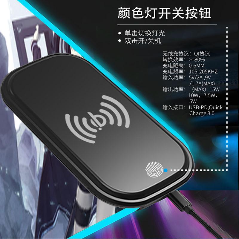 Phong cách mới nhất anime màu xanh nước mắt ma thuật sạc không dây quá khổ miếng lót chuột rgb hoạt hình dễ thương ins miếng lót bàn phím máy tính xách tay