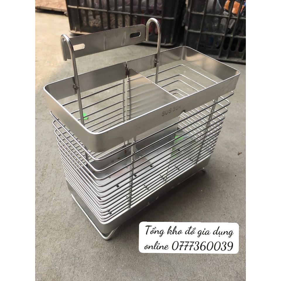 ỐNG, GIỎ ĐỰNG ĐŨA INOX 304 SUS 2 NGĂN, 1 NGĂN DÀY DẶN TIỆN LỢI