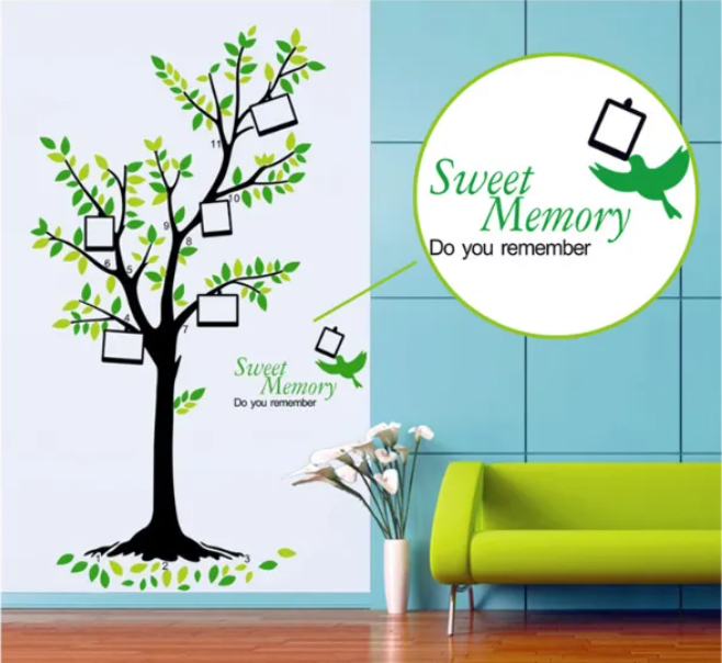 Decal trang trí tường - Thân Cây khung hình mỏng đáng yêu