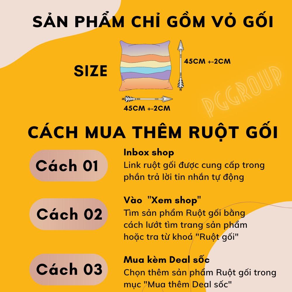 Vỏ gối vuông tựa lưng trang trí sofa 45x45cm hoạ tiết LÁ XANH
