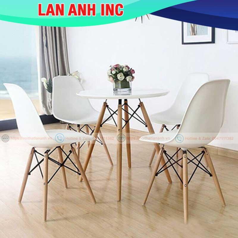 Bàn ăn cafe gỗ tròn đẹp hiện đại nhập khẩu giá rẻ Eames LAB01T