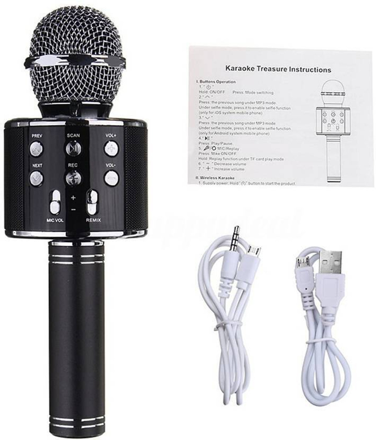 Micro Karaoke Không Dây Tích Hợp Loa Bluetooth WS 858 - Thiết Kế Độc Đáo, Bắt Tiếng Cực Nhạy, Âm Loa Chất Lượng, Hỗ Trợ Nghe Qua Thẻ Nhớ, Tai Nghe