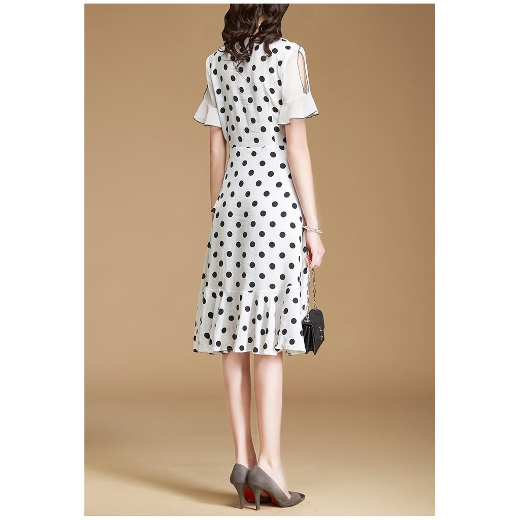 DRESS218-ĐẦM CHẤM BI XÒE THIẾT KẾ S-6XL