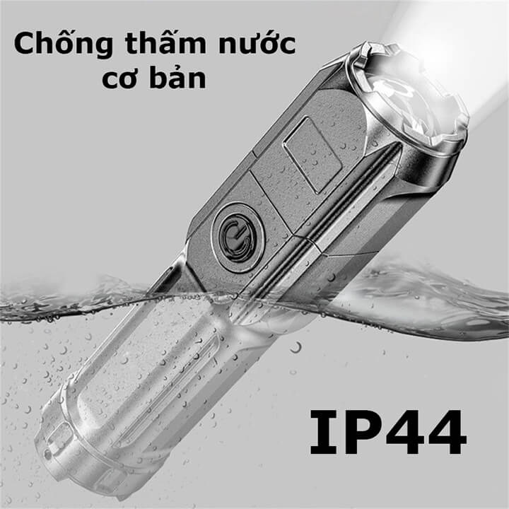 Đèn pin mini cầm tay siêu sáng chiếu xa 300m có Zoom xa gần, chip Led T6 pin trâu, chống nước IP44