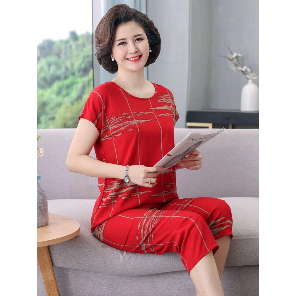 Đồ bộ trung niên, chất liệu mát, thấm hút mồ hôi, đồ bộ nữ kiểu set đi chơi, bộ đồ trung niên cho bà cho mẹ, Nesa TN01