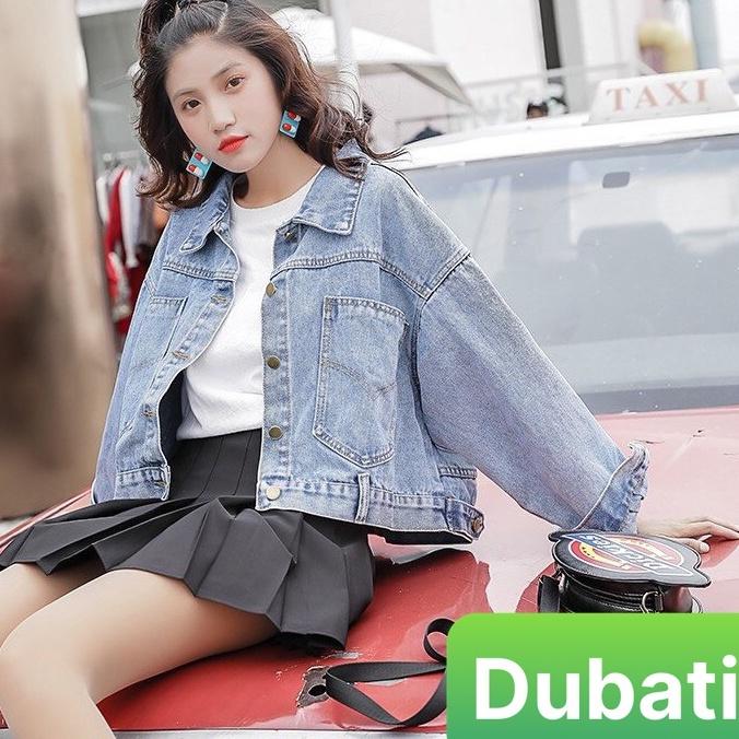 ÁO KHOÁC JEAN NỮ CHẤT BÒ CÓ NÚT SAU DÁNG NGẮN THỜI TRANG TRẺ- DUBATI FASHION