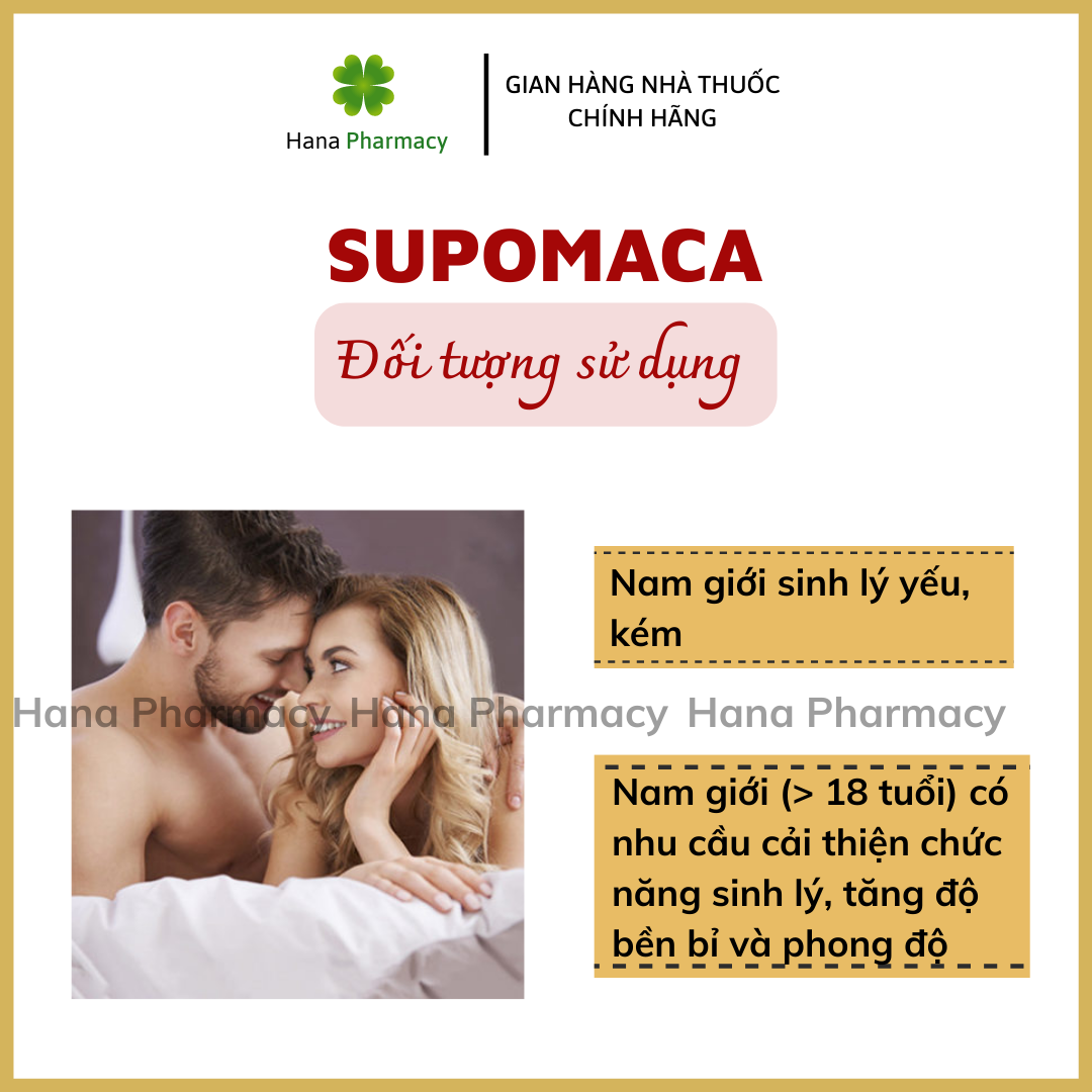 [Nhập khẩu chính hãng] Tăng cường sinh lý nam SUPOMACA - khẳng định phong độ và bản lĩnh phái mạnh với sự kết hợp 3 LOẠI SÂM QUÝ, tinh chất hàu biển, ba ba (Hộp 90 viên/30 ngày)